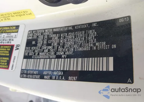 2013 Toyota Venza Le z USA, uszkodzony, nr VIN 4T3ZA3BB0DU079899